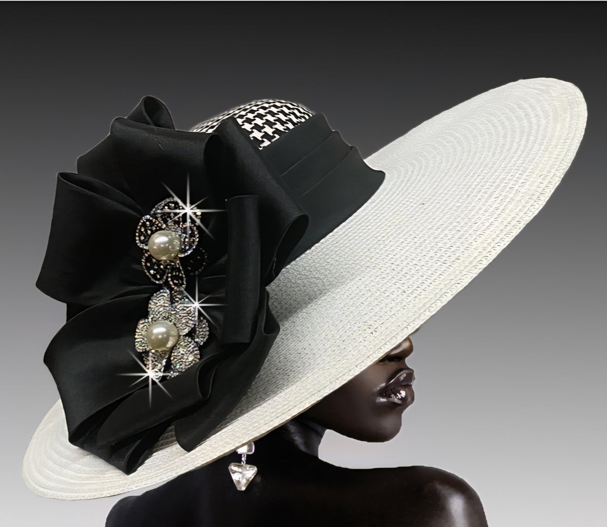 Noir Elegance Wide-Brim Hat
