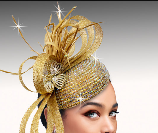 Regal Radiance Gold Rhinestone Fascinator for Women