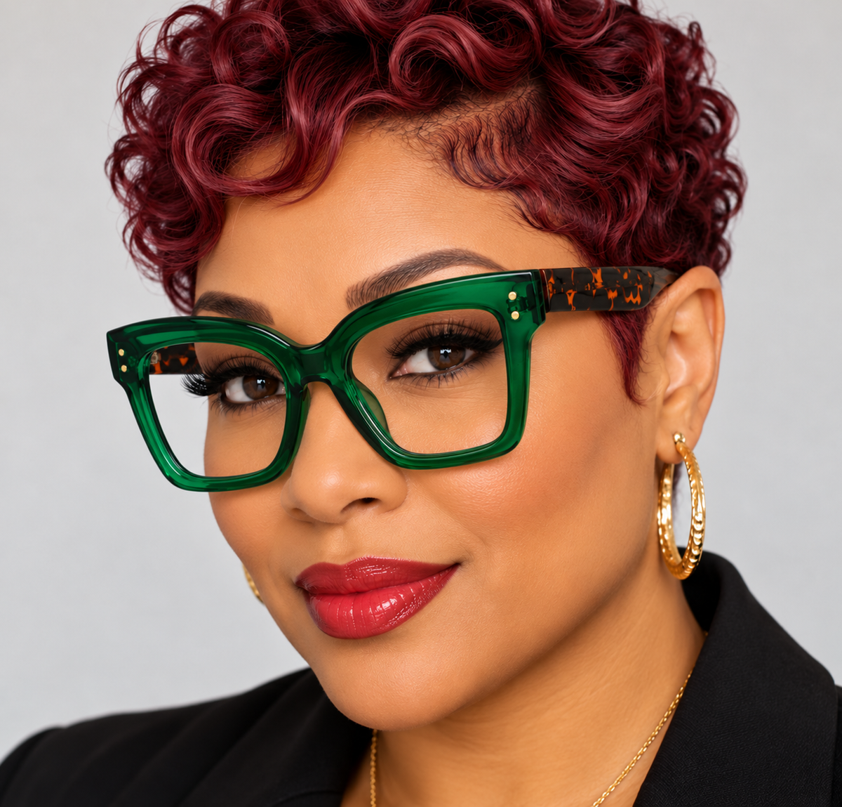 Emerald Green Square Fashion Eyeglasses